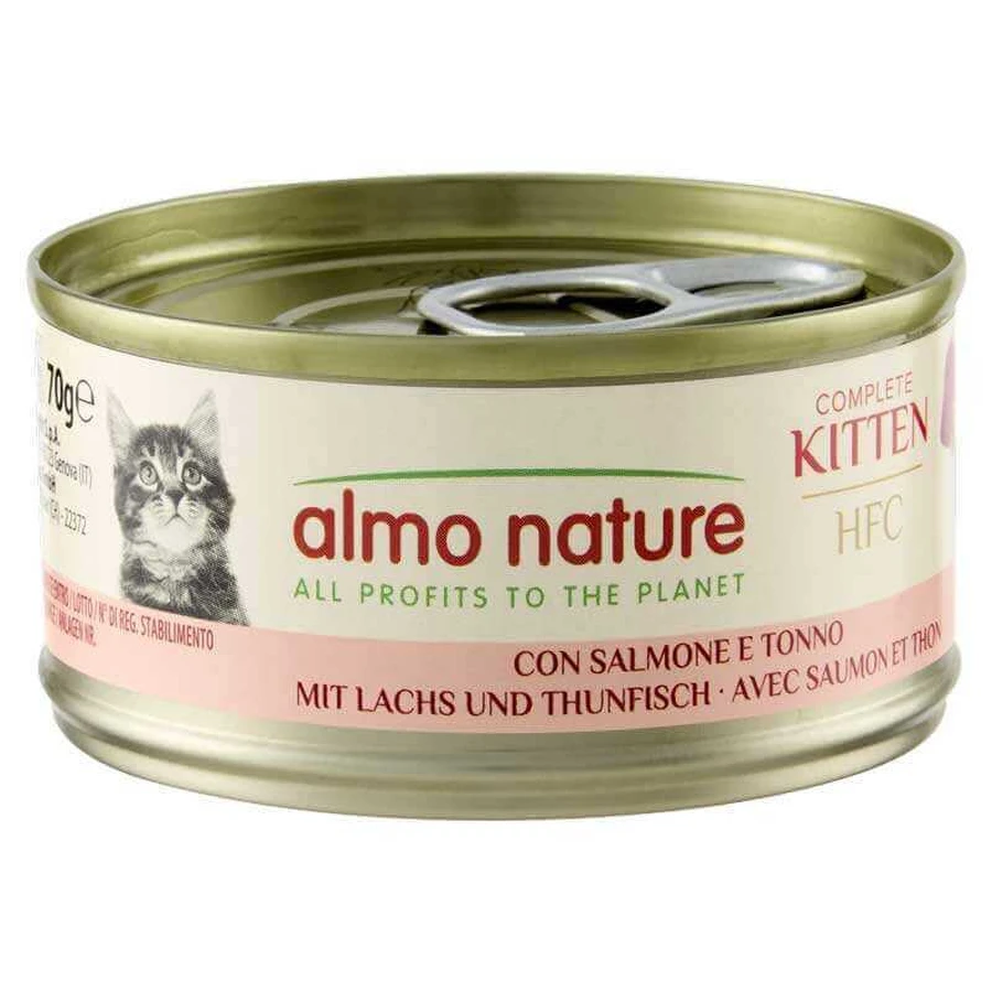 Almo Nature HFC Kitten Complete Salmon and Tuna - Консервированный корм с лососем и тунцом для котят (кусочки в соусе), 70 г: цены и характеристики