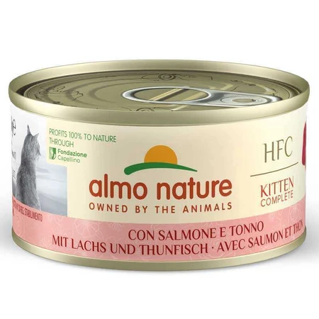 Almo Nature HFC Kitten Complete Salmon and Tuna - Консервированный корм с лососем и тунцом для котят (кусочки в соусе), 70 г: цены и характеристики