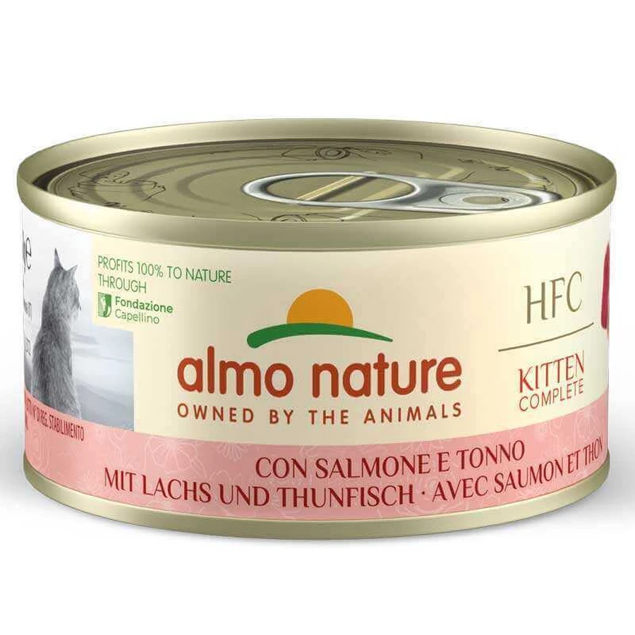 Almo Nature HFC Kitten Complete Salmon and Tuna - Консервированный корм с лососем и тунцом для котят (кусочки в соусе), 70 г: цены и характеристики
