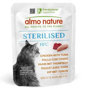 Almo Nature HFC Sterilised Cat Chicken with Tuna - Консервований корм з куркою та тунцем для стерилізованих котів (рублене м’ясо), 50 г