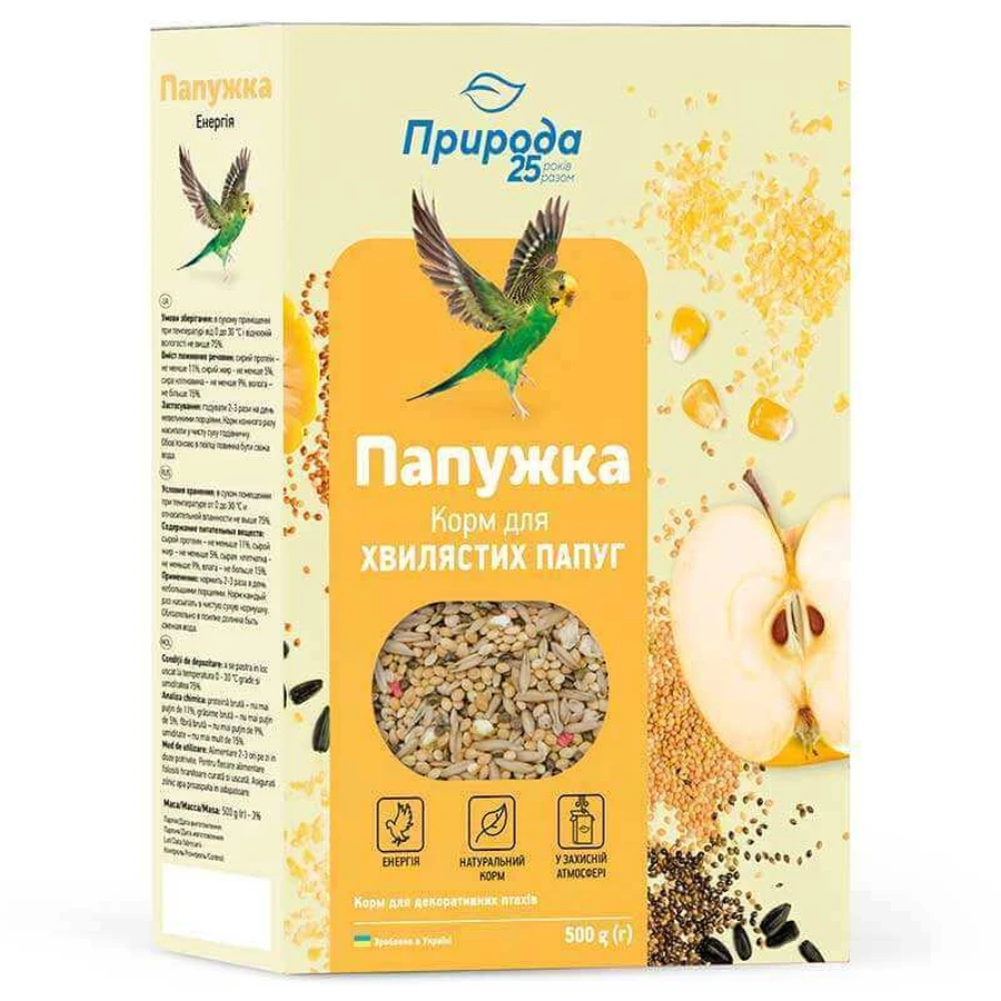 ТМ Природа Повноцінний корм Папужка Енергія для хвилястих папуг, 500 г: ціни та характеристики