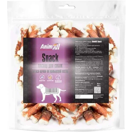 AnimAll Snack - Ласощі м'ясо качки на кальцієвій кістці для собак , 500 г: ціни та характеристики