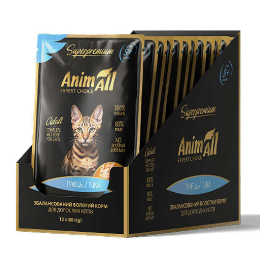 AnimAll Tuna - Влажный корм с тунцом для кошек (кусочки в соусе), 80 г: цены и характеристики