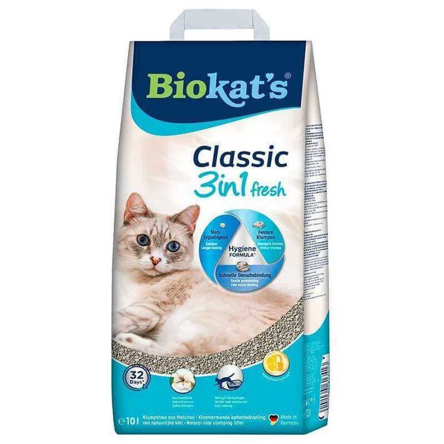 Biokat's (Біокетс) Classic Fresh 3 in1 - Наповнювач, що утворює грудочки для котячого туалету Кассік 3 в 1 з ароматом свіжої трави, 10 л: ціни та характеристики