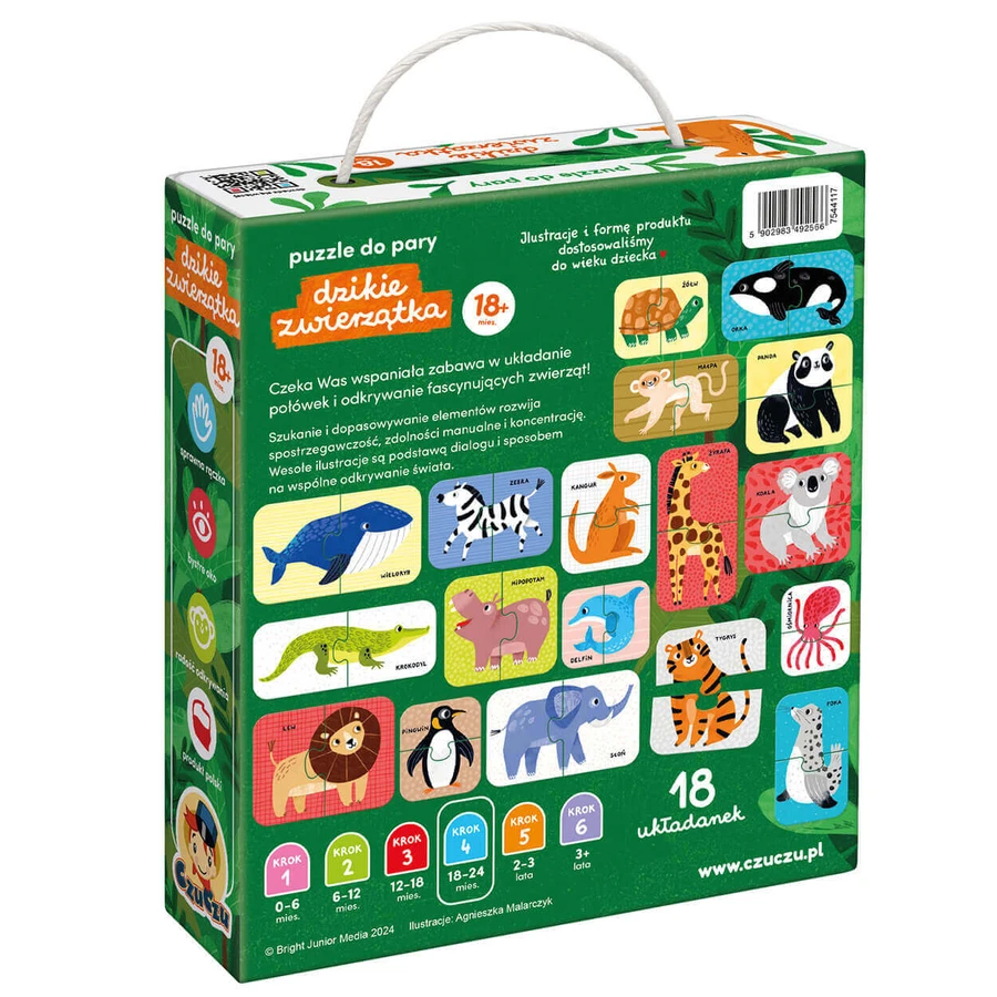 Пазли CzuCzu Wild Animals Matching Puzzles для дітей від 18 місяців, 36 елементів: ціни та характеристики