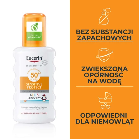Eucerin Sun Protection Sensitive Protect, детский защитный спрей, ультралегкий, SPF 50+, 200 мл: цены и характеристики