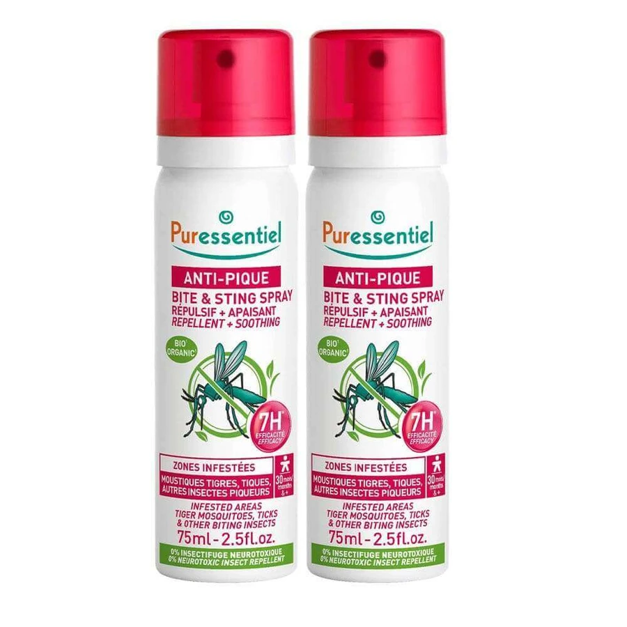 Puressentiel SOS Insect Repellent Spray Soothing Mosquito Repellent Adults and Children 2x75ml: цены и характеристики