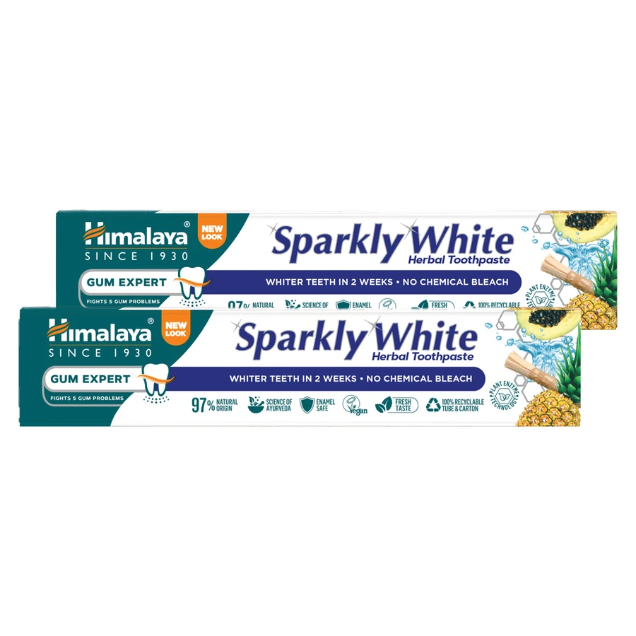 Набір Himalaya Sparkly White, трав'яна зубна паста, відбілююча, 2 x 75 мл: ціни та характеристики
