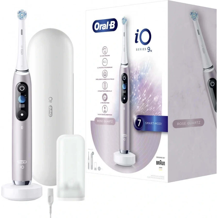Oral B EK iO Series 9 Rose Quartz + тримач для зубної щітки + дорожній чохол 1×1 набір, електронна зубна щітка: ціни та характеристики