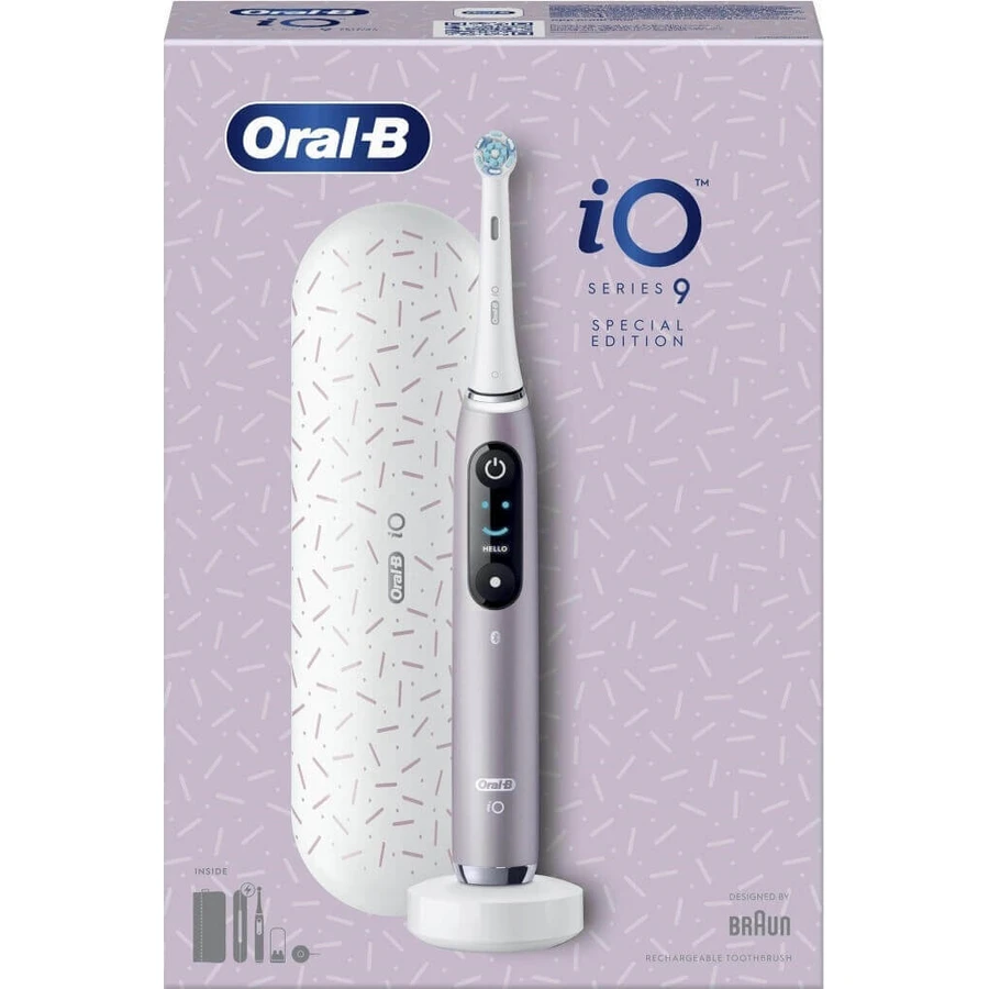 Oral B EK iO Series 9 Rose Quartz + тримач для зубної щітки + дорожній чохол 1×1 набір, електронна зубна щітка: ціни та характеристики