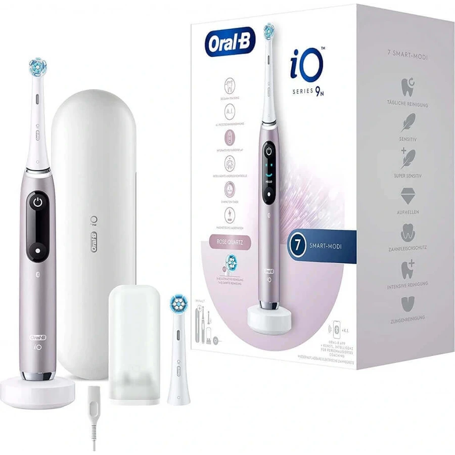 Oral B EK iO Series 9 Rose Quartz + тримач для зубної щітки + дорожній чохол 1×1 набір, електронна зубна щітка: ціни та характеристики