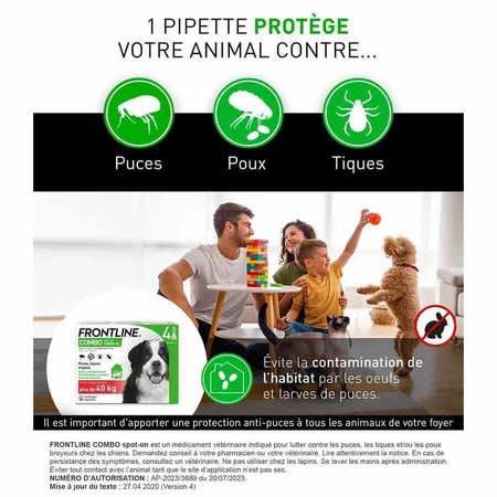 Frontline Combo Spot-on Dog XL Plus 40 кг 3 пипетки по 4,02 мл: цены и характеристики