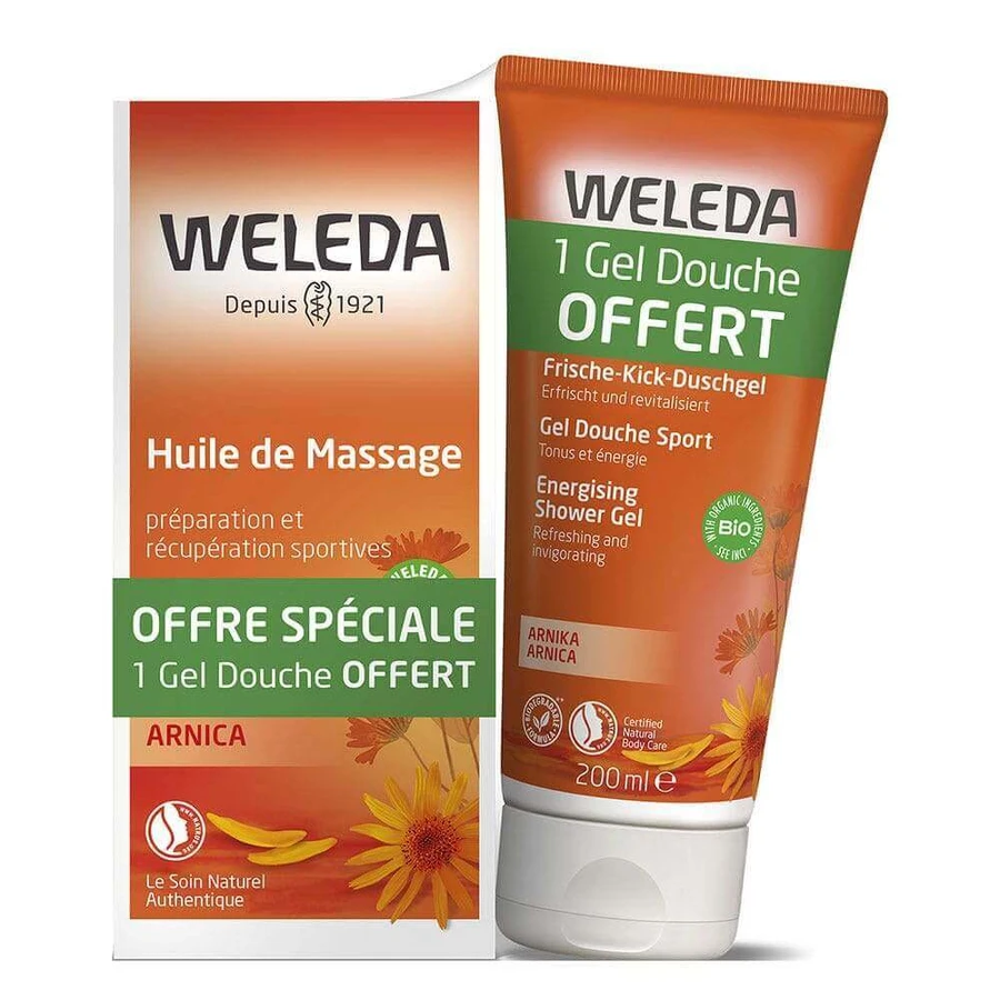 Weleda Arnica Арніка масажна олія + спортивний гель для душу Sport 2х200мл: ціни та характеристики