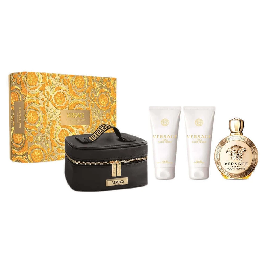 Набір Versace Eros Pour Femme Парфумована вода, 100 мл + Лосьйон для тіла, 100 мл + Гель для душу, 100 мл + Косметичка: ціни та характеристики