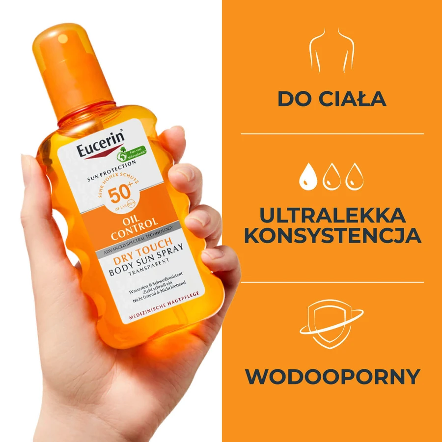Eucerin Sun Protection Oil Control, прозрачный защитный спрей, ультралегкий, SPF 50+, 200 мл: цены и характеристики