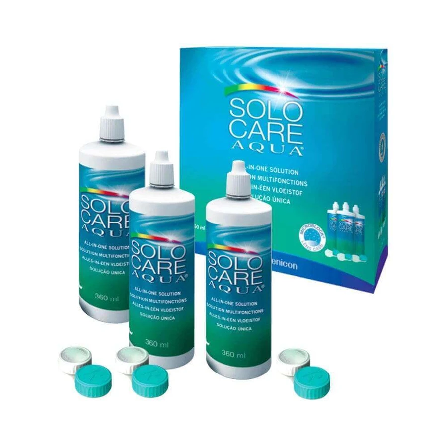 Багатофункціональний розчин для м'яких лінз Menicon Solocare Aqua 3x360мл: ціни та характеристики