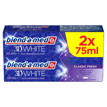 Blend-a-med 3D White, зубная паста, Classic Fresh, 2 x 75 мл УДАЛЕННАЯ УПАКОВКА: цены и характеристики