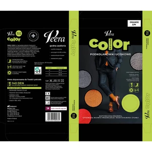 Veera Color, чоловічі компресійні гольфи, 18-21 мм рт.ст., помаранчеві, розмір M