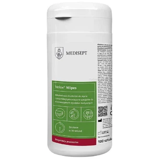 Серветки Medisept Velox Wipes, спиртові серветки для очищення та дезінфекції поверхонь, 100 шт.