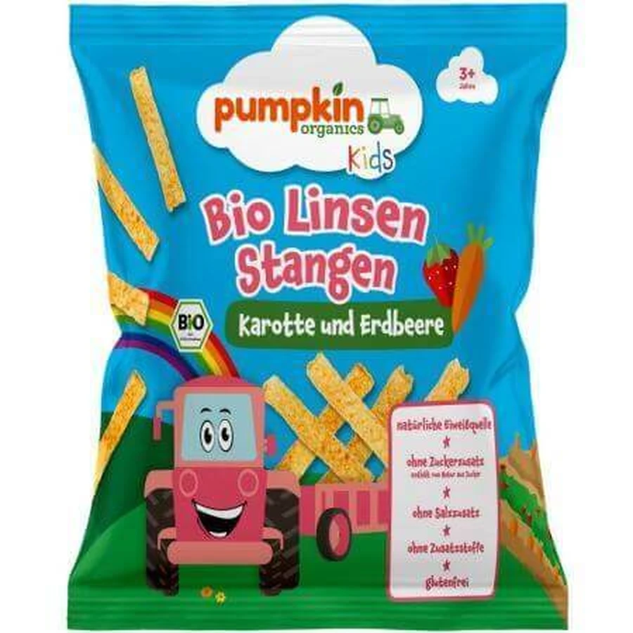 Органические палочки из чечевицы с морковью и клубникой, 3 года+, 30 г, Pumpkin Organics: цены и характеристики