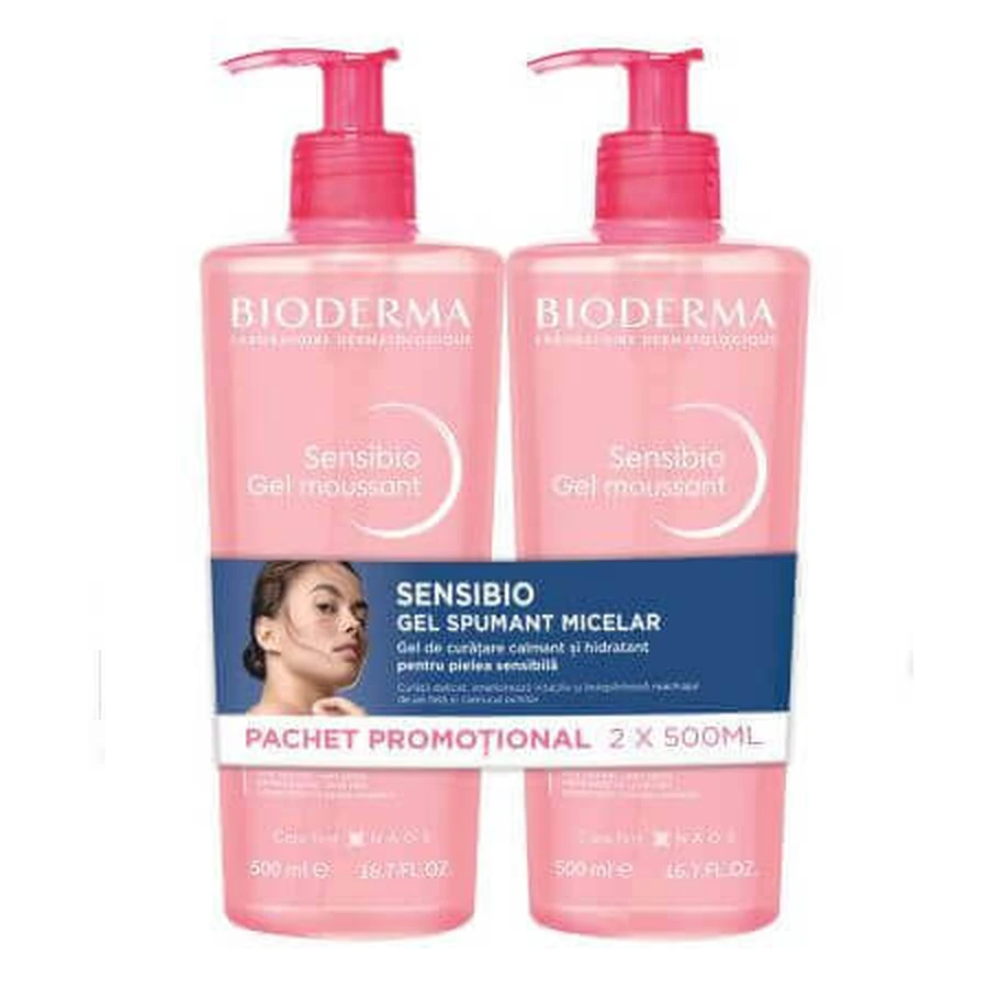 Заспокійливий і зволожуючий пінистий гель Sensibio, 2 х 500 мл, Bioderma: ціни та характеристики