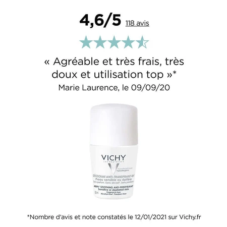 Vichy Дезодорант роликовый антиперспирант 48 часов для чувствительной или депилированной кожи 2х50 мл: цены и характеристики