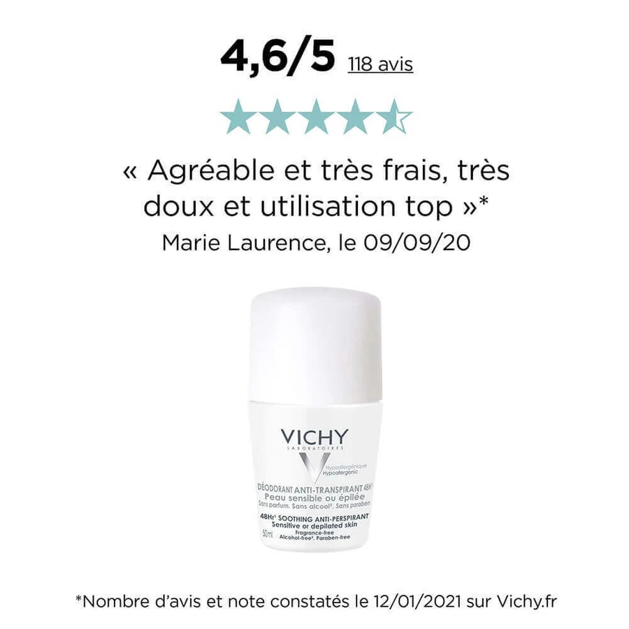 Vichy Дезодорант роликовый антиперспирант 48 часов для чувствительной или депилированной кожи 2х50 мл: цены и характеристики