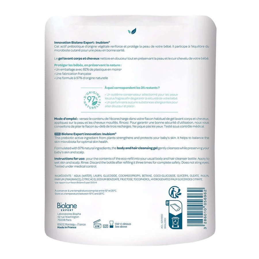 Biolane Expert Refill Eco Baby Wash Гель для тела и волос 500 мл: цены и характеристики