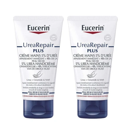 Eucerin UreaRepair Plus Крем для рук 5% мочевины для сухой и поврежденной кожи 2х75 мл: цены и характеристики