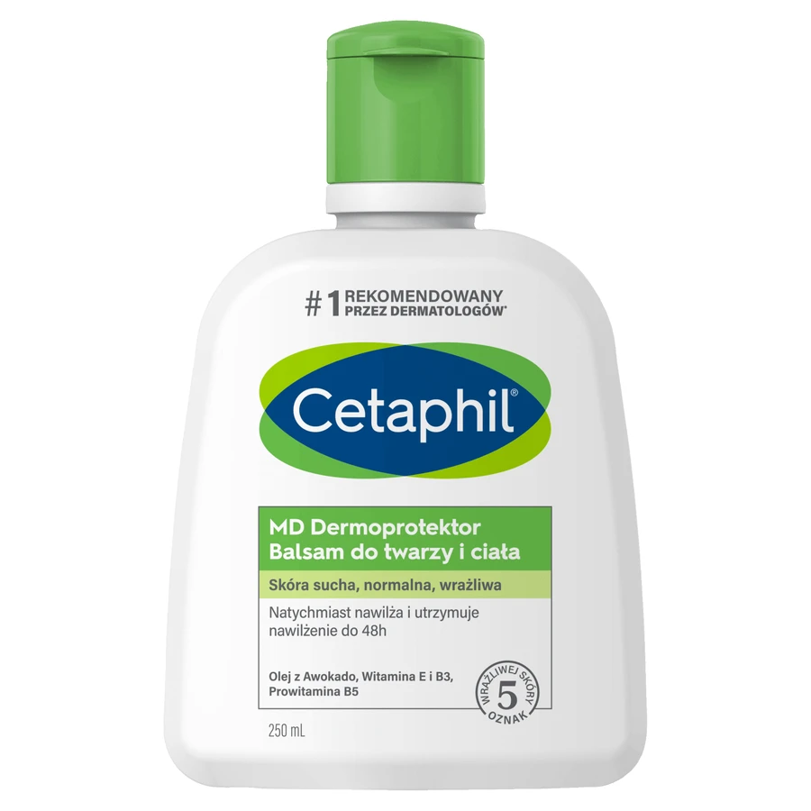 Cetaphil MD Dermoprotector, зволожуючий лосьйон для обличчя та тіла, для сухої та чутливої шкіри, 250 мл + Зволожуючий крем для обличчя з гіалуроновою кислотою, нічний крем, 48 мл безкоштовно: ціни та характеристики