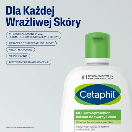 Cetaphil MD Dermoprotector, зволожуючий лосьйон для обличчя та тіла, для сухої та чутливої шкіри, 250 мл + Зволожуючий крем для обличчя з гіалуроновою кислотою, нічний крем, 48 мл безкоштовно: ціни та характеристики