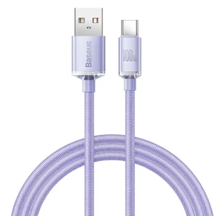 Baseus Crystal Shine Series USB кабель для быстрой зарядки и передачи данных USB Type A - USB Type C 100W 1.2м фиолетовый (CAJY000405)