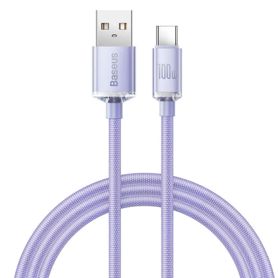 Baseus Crystal Shine Series USB кабель для быстрой зарядки и передачи данных USB Type A - USB Type C 100W 1.2м фиолетовый (CAJY000405): цены и характеристики