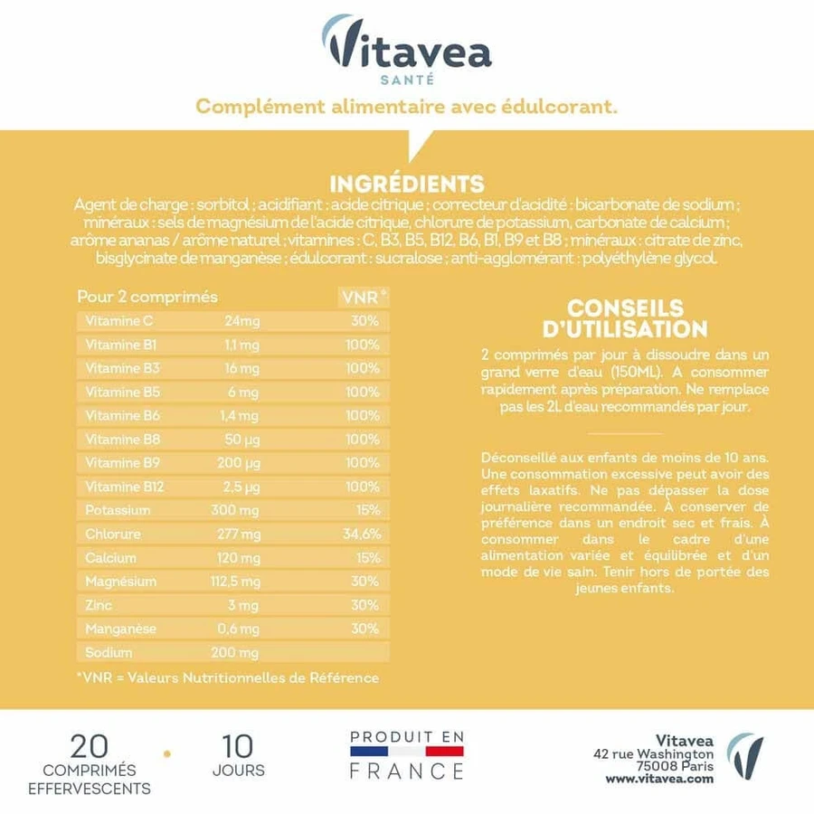 Ізотонічний розчин Vitavea Santé Оптимізує зволоження та енергію 20 шипучих таблеток: ціни та характеристики