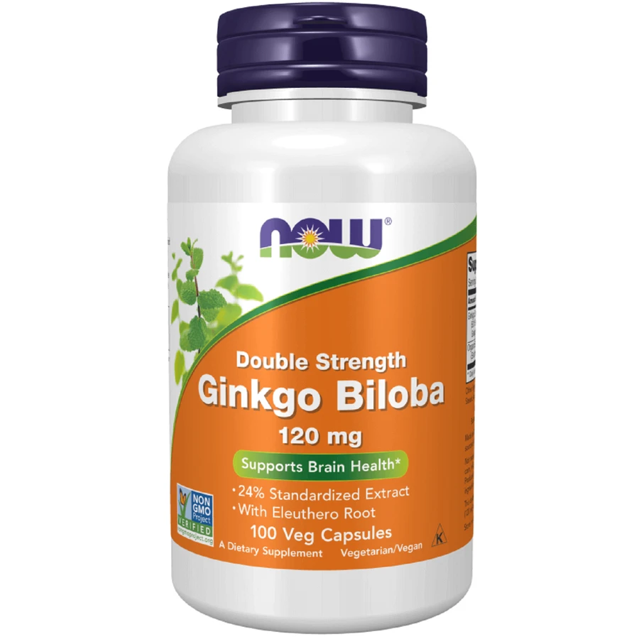 Now Foods Double Strength Ginkgo Biloba 120 мг, гинкго билоба, 100 веганских капсул: цены и характеристики