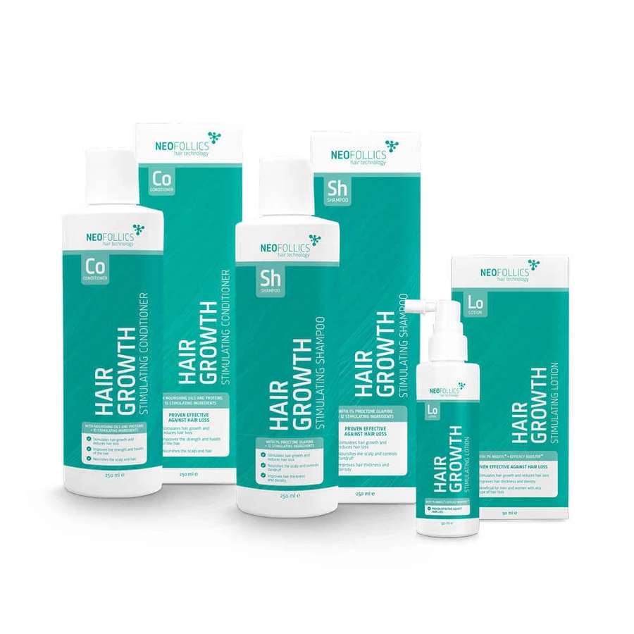 Neofollics Hair Growth kit, кондиціонер для стимулювання росту волосся, 250 мл + лосьйон, 90 мл + шампунь, 250 мл за 1 копійку: ціни та характеристики