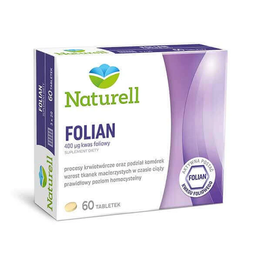 Pachet Naturell Фолат, фолиевая кислота 400 мкг, 2 x 60 компонентов: цены и характеристики