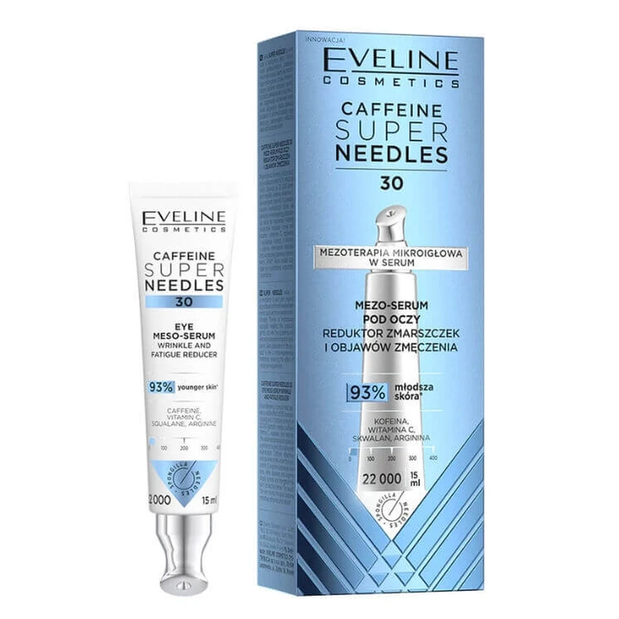 Eveline Cosmetics Super Needles Caffeine 30 Мезо-сироватка під очі, зменшує зморшки та ознаки втоми, 15 мл: ціни та характеристики