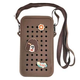 Силіконовий чохол на блискавці з брелоками для телефону Crossbody, коричневий, Acvila