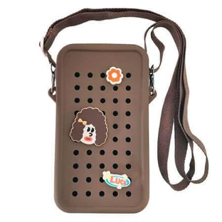 Силіконовий чохол на блискавці з брелоками для телефону Crossbody, коричневий, Acvila
