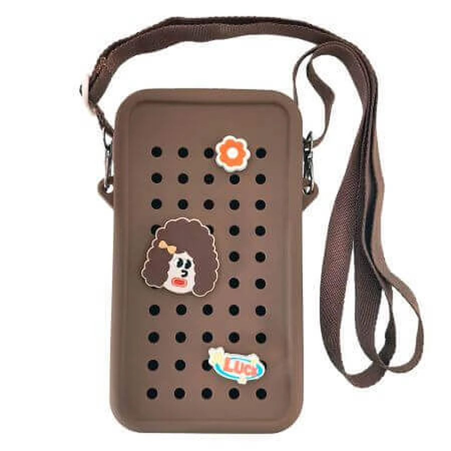 Силіконовий чохол на блискавці з брелоками для телефону Crossbody, коричневий, Acvila: ціни та характеристики