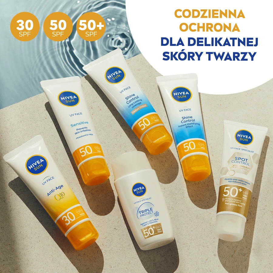 Nivea Sun UV Face Shine Control, матуючий сонцезахисний крем, SPF 50, 50 мл: ціни та характеристики