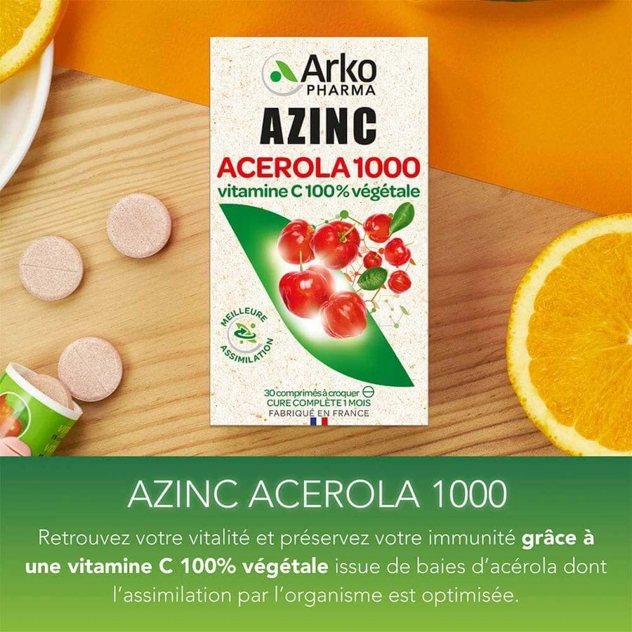 Аркофарма Ацинк Ацерола 1000 Вітамін С 2 коробки по 30 жувальних таблеток: ціни та характеристики