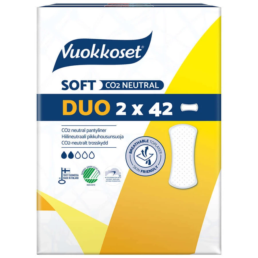 Vuokkoset White, гигиенические прокладки, мягкие, 2 x 42 штуки ДЕФЕКТИРОВАННАЯ УПАКОВКА: цены и характеристики