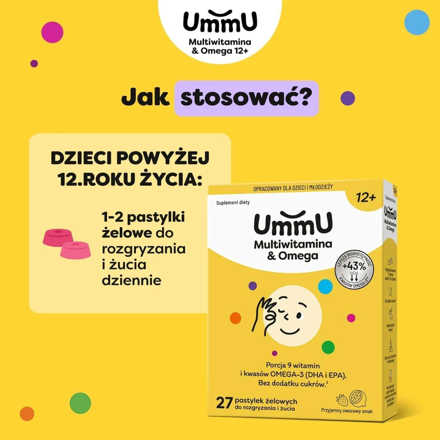 UmmU Multivitamin & Omega, для детей от 12 лет, 27 жевательных пастилок: цены и характеристики
