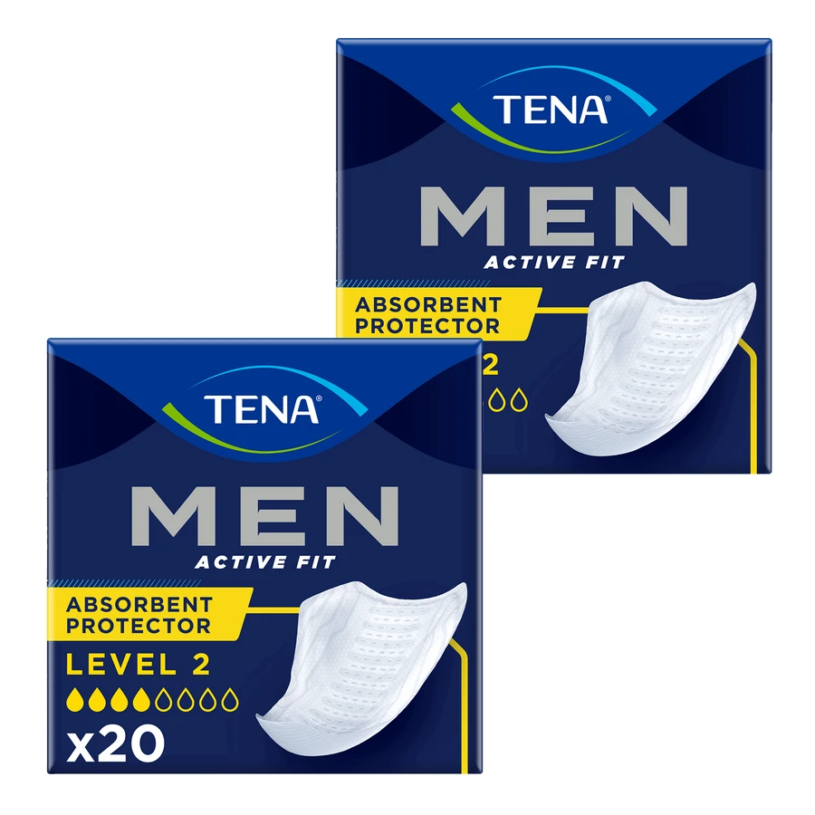 Набор Tena Men Active Fit, анатомические ленты для лечения заболеваний кожи, Nivel 2, 2 x 20 bucăți: цены и характеристики