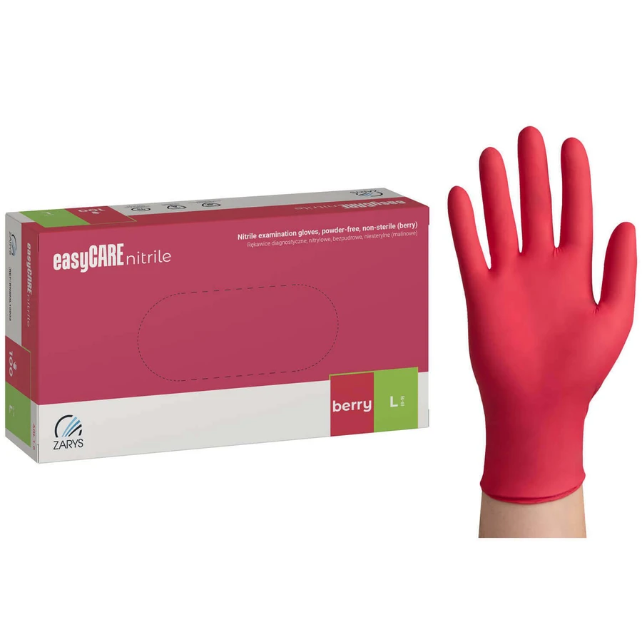 EasyCare Nitrile, рукавички нітрилові, нестерильні, без пудри, малинового кольору, розмір L, 100 штук: ціни та характеристики