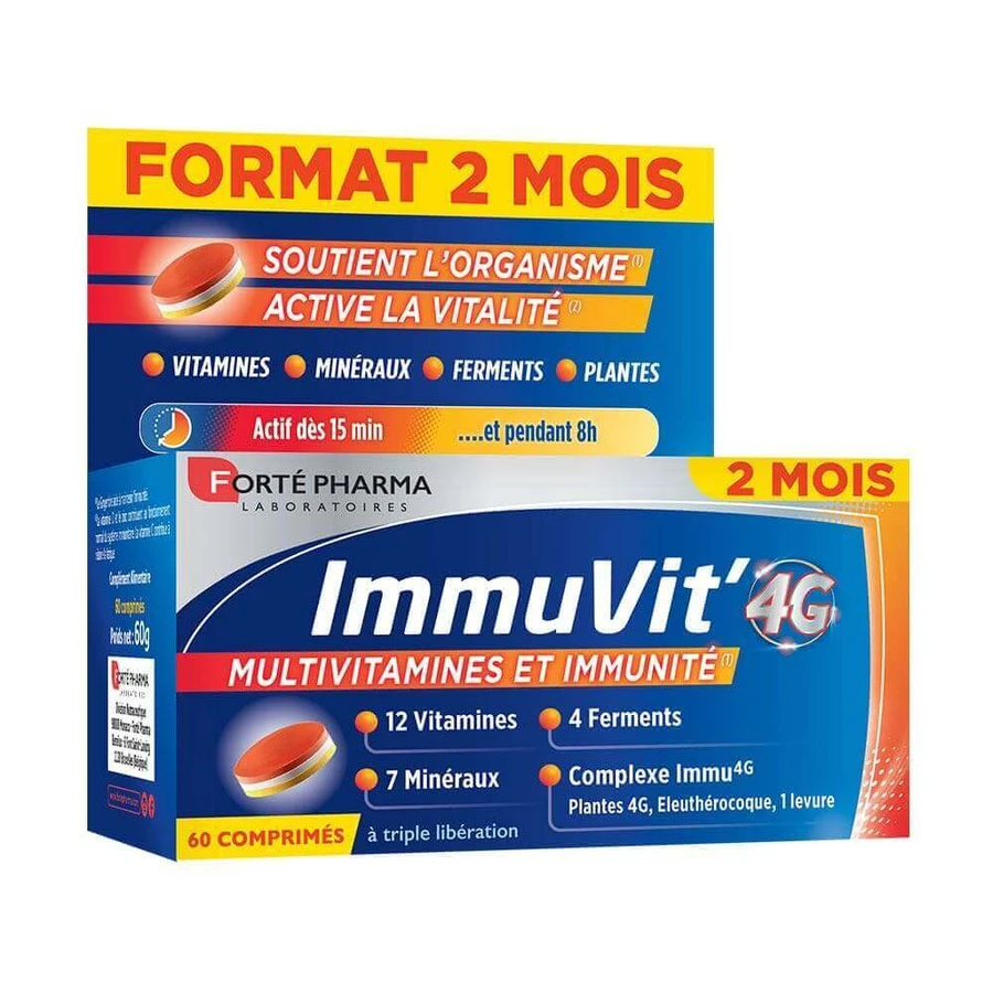 Forté Pharma ImmuVit'4G Вітаміни, мінерали та ферменти для людей похилого віку 60 тришарових таблеток: ціни та характеристики