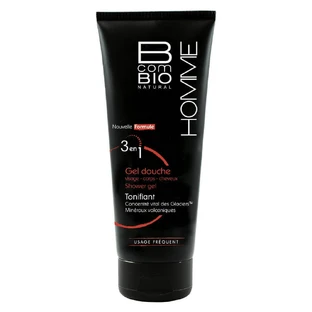 Bcombio Natural Homme 3 в 1 органічний тонізуючий гель для душу для тіла, обличчя та волосся 200 мл