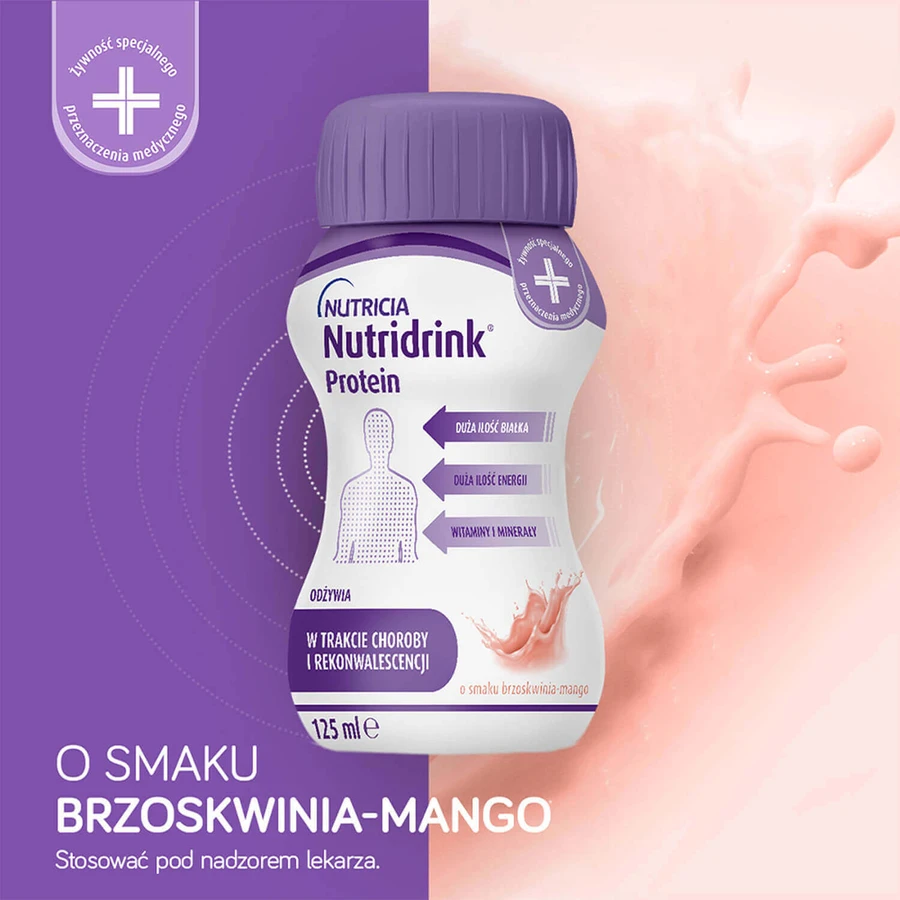 Набір протеїнів Nutridrink Protein, поживний препарат, персик-манговий, 4 х 125 мл + смак полуниці, 4 х 125 мл + смак лісових фруктів, 4 х 125 мл + смак червоних фруктів, 4 х 125 мл: ціни та характеристики